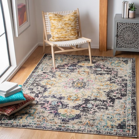 Safavieh Madison Power Loomed Square Area RugBlack & Gold 5 x 5 ft. MAD473Z-5SQ